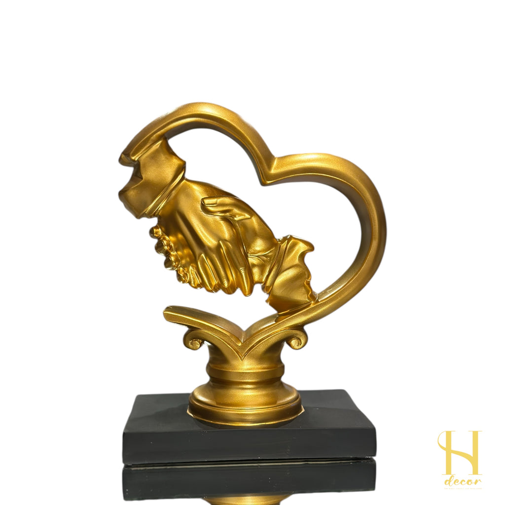 Golden Hand Shake in Heart