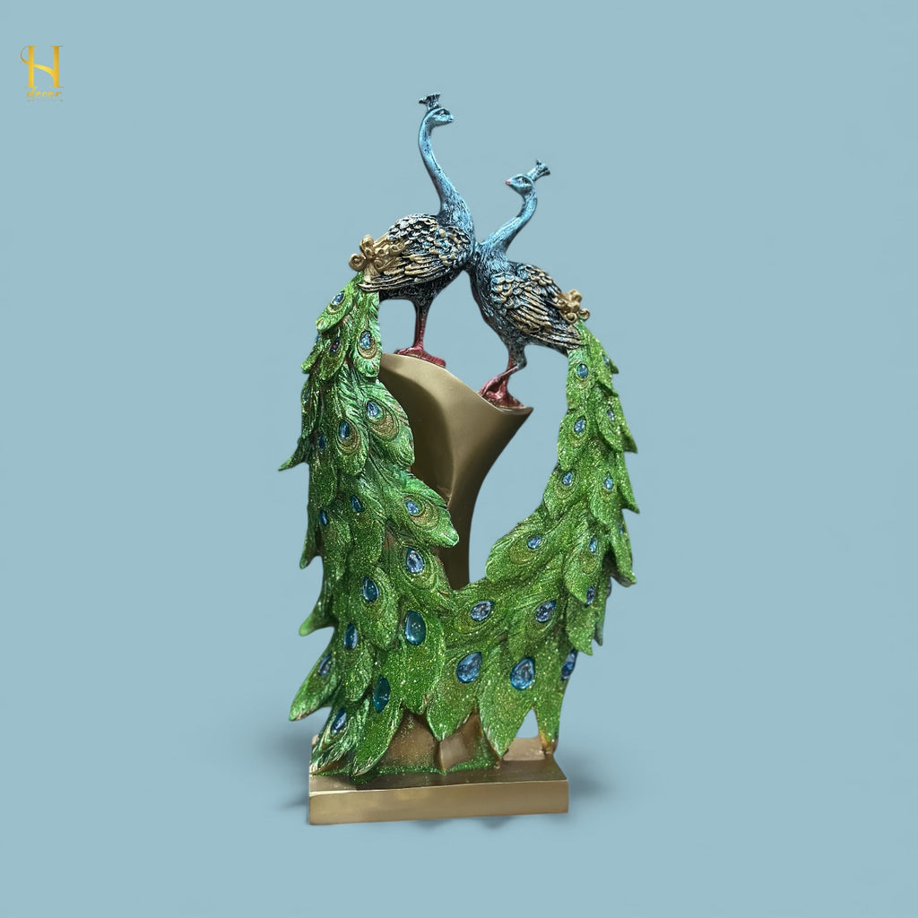 Two Peacocks facing each other