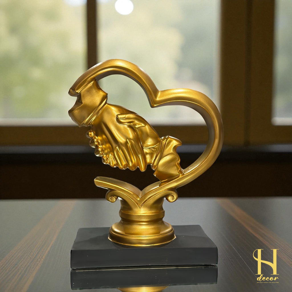 Golden Hand Shake in Heart