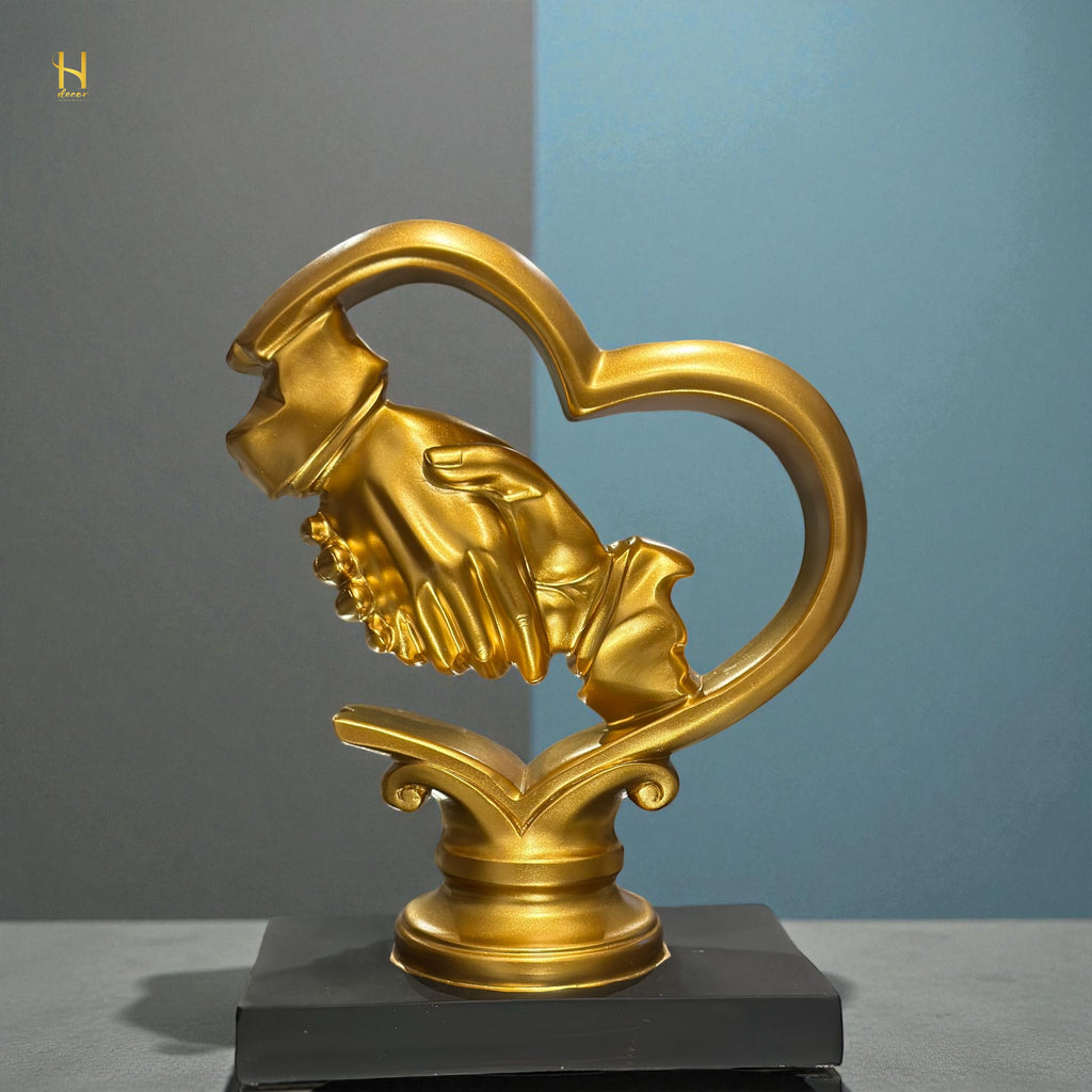 Golden Hand Shake in Heart