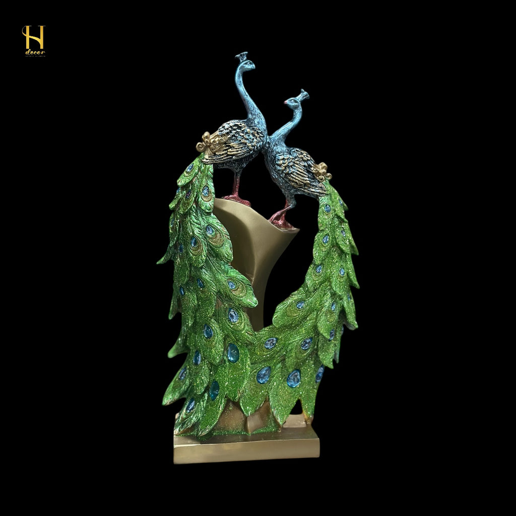 Two Peacocks facing each other