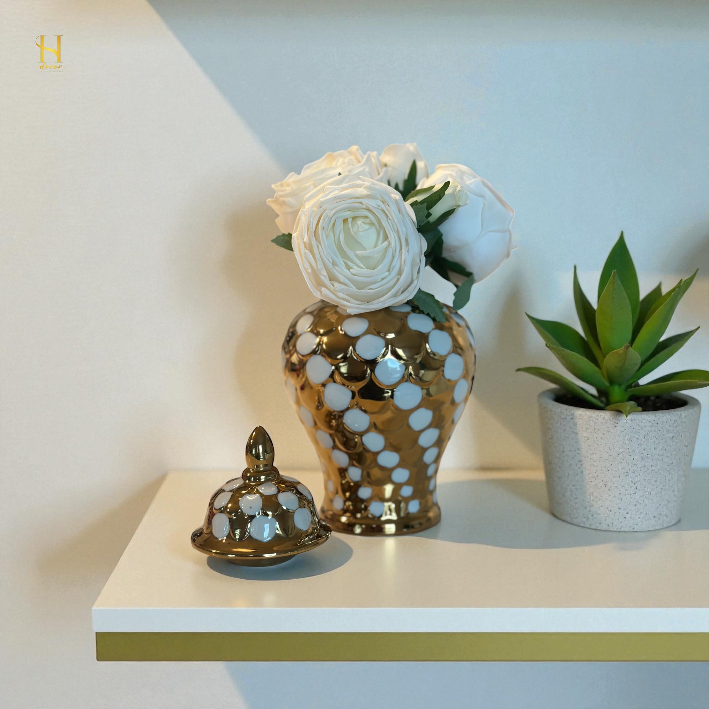 Polka Dots Ginger Jar - Premium Home Decor