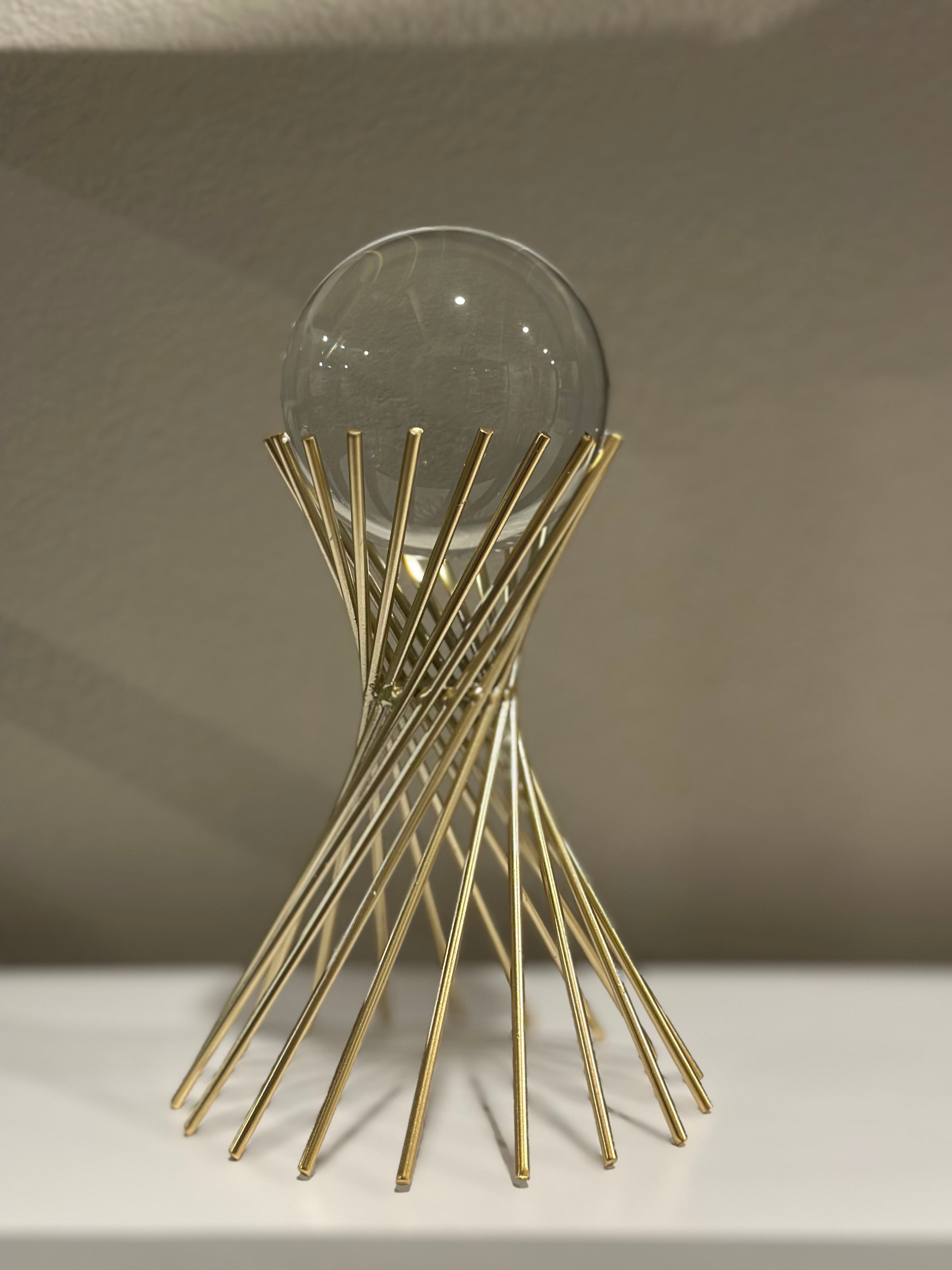 Crystal Ball with Gold Iron Stand