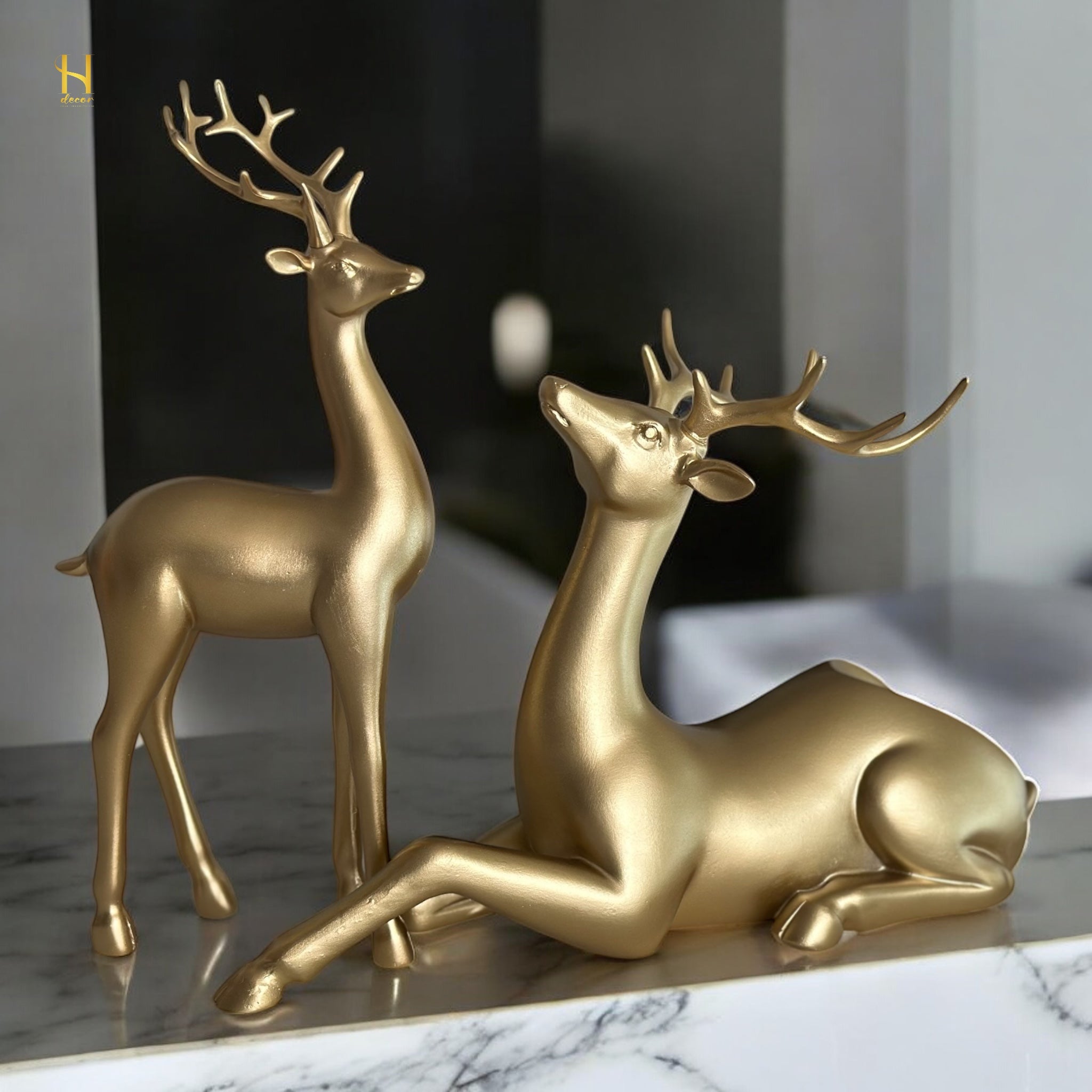 Golden Deer Wine Holder Set - Elegant Decor