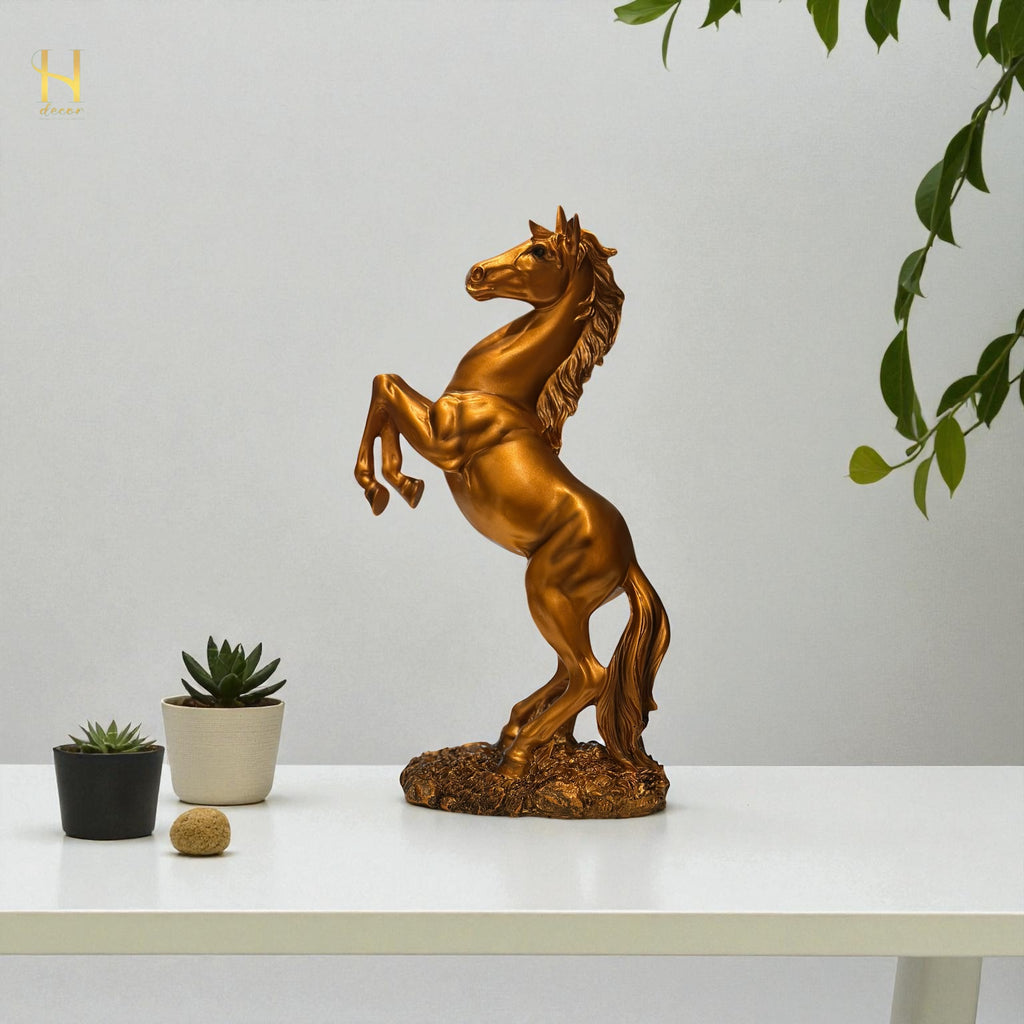 Golden Rearing Horse – Powerful Home Décor Statue