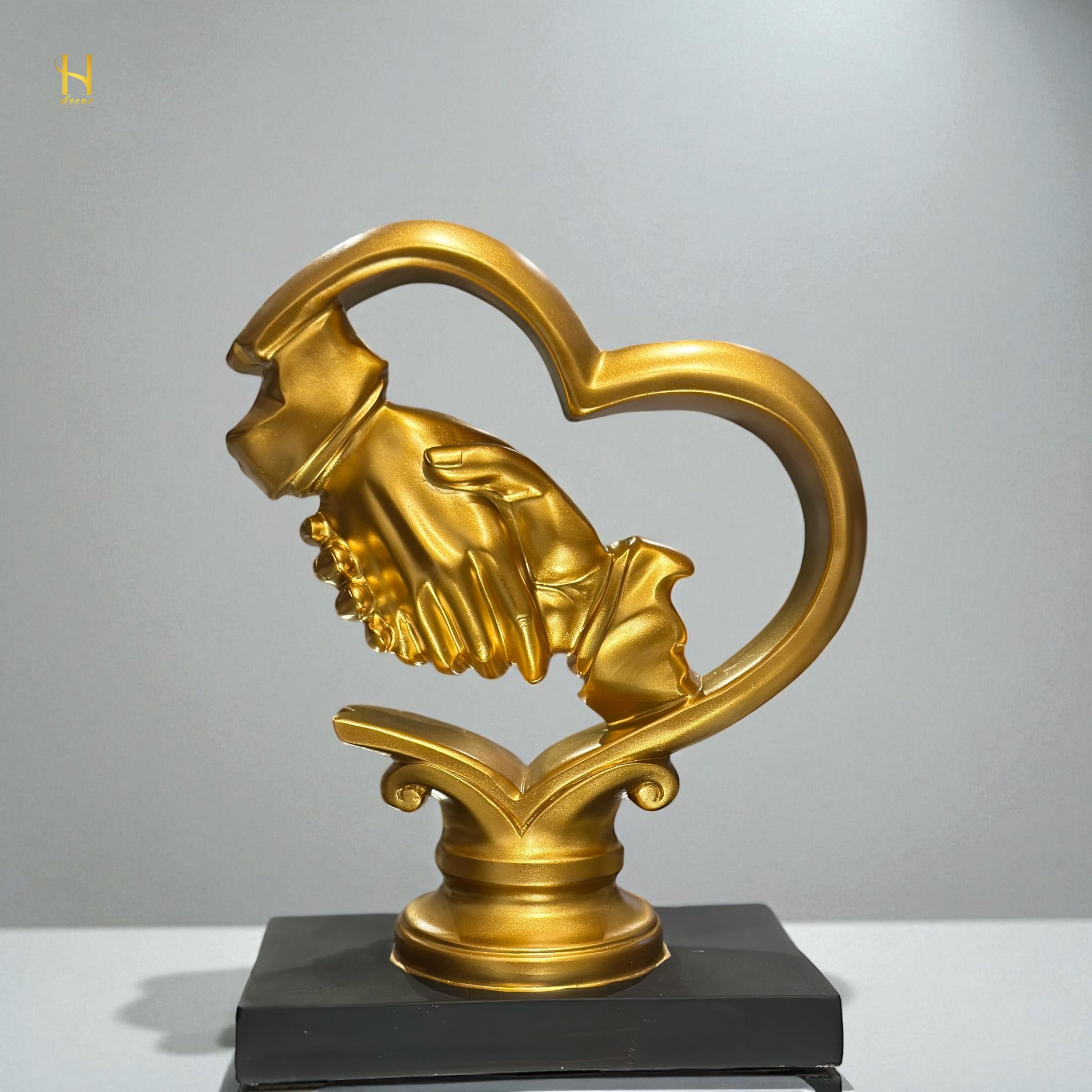 Golden Hand Shake in Heart