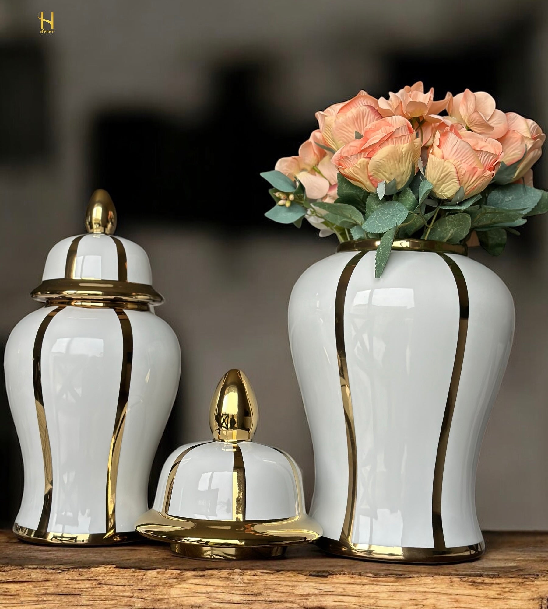 White and Gold Ginger Jar