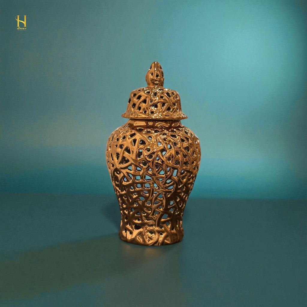 Pair of Golden Ginger Jar - Premium Home Decor
