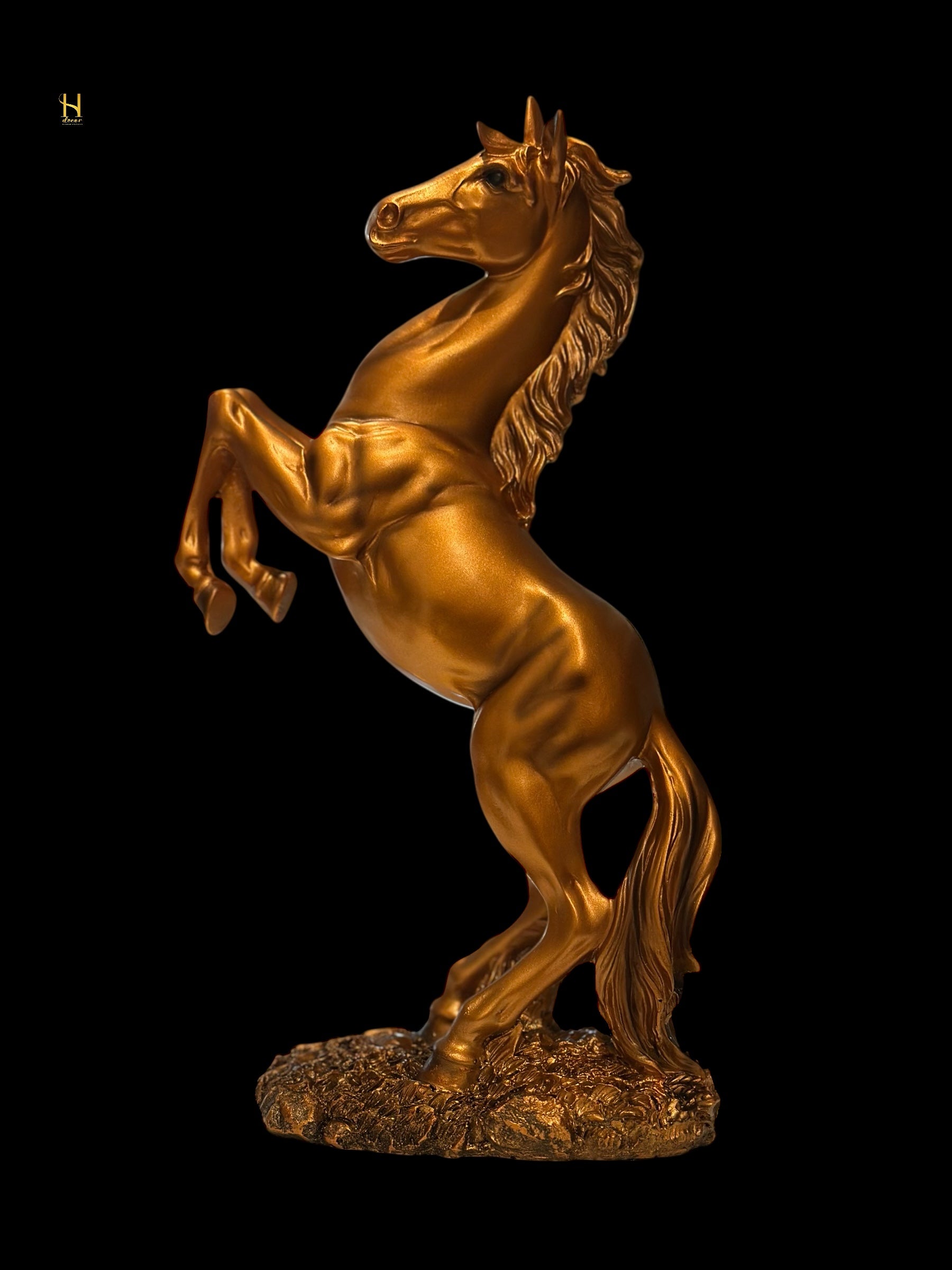 Golden Rearing Horse – Powerful Home Décor Statue