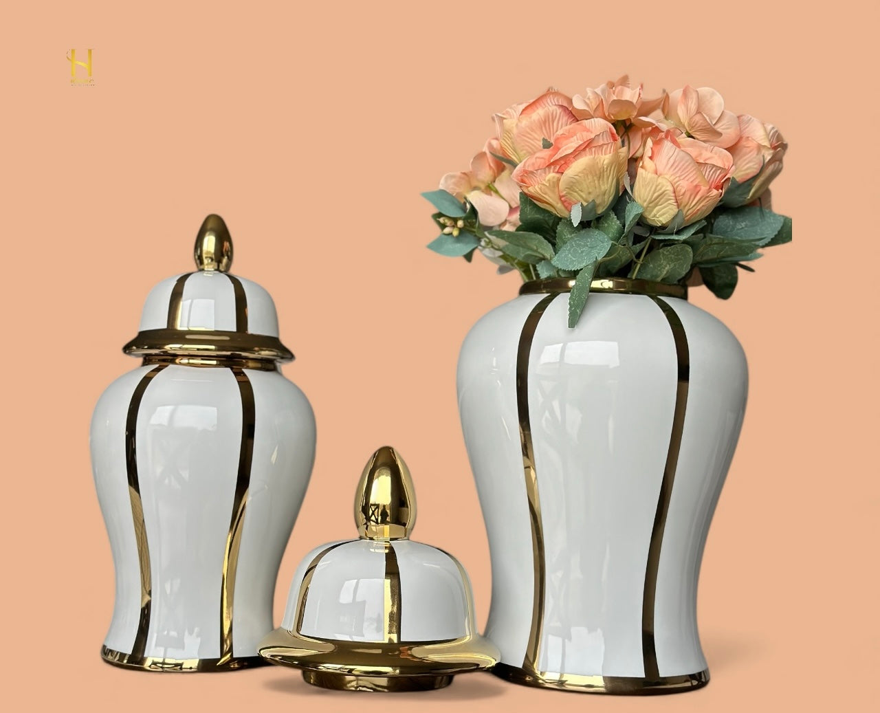 White and Gold Ginger Jar