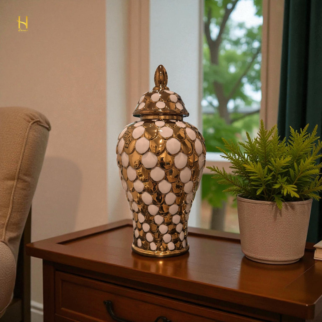 Polka Dots Ginger Jar - Premium Home Decor