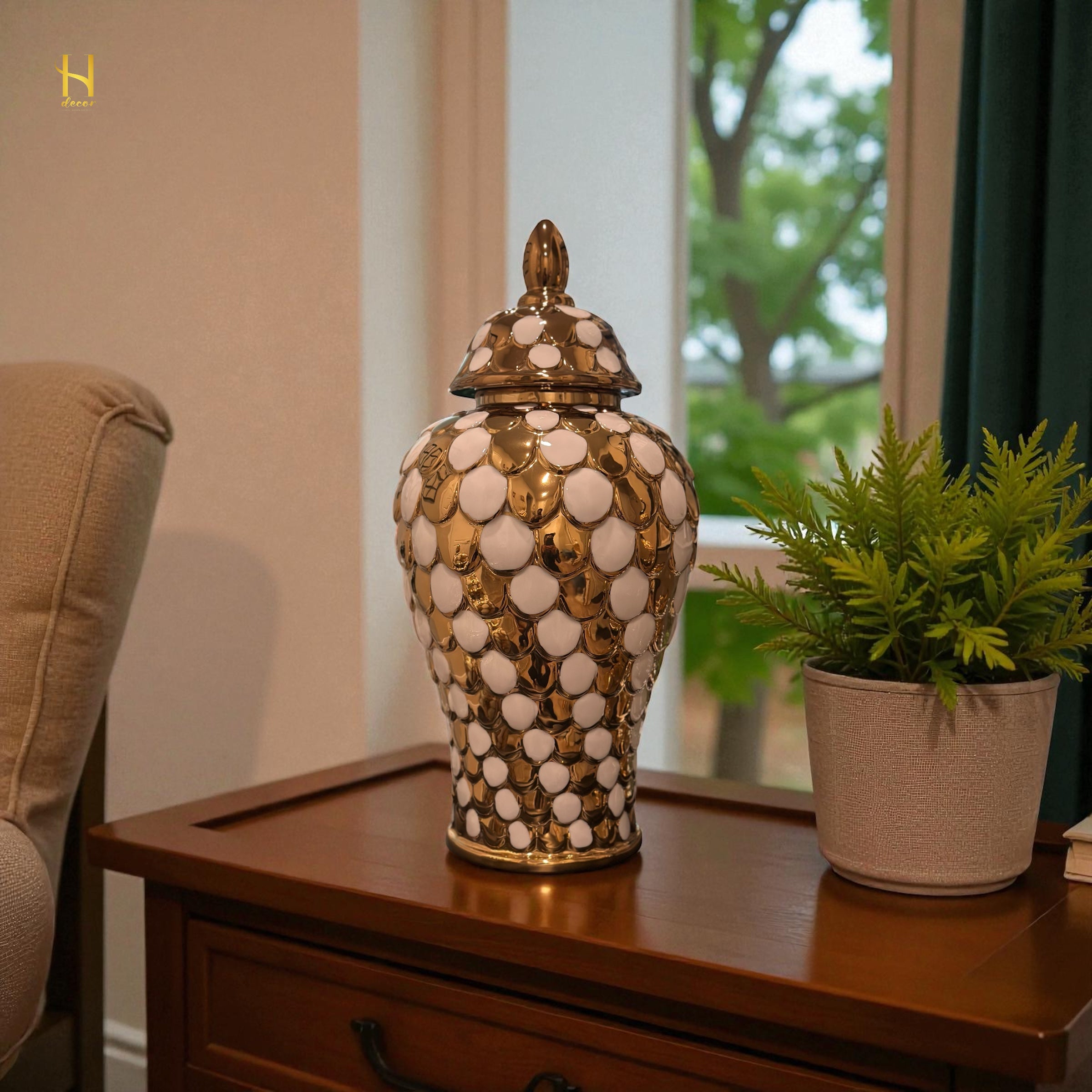 Polka Dots Ginger Jar - Premium Home Decor