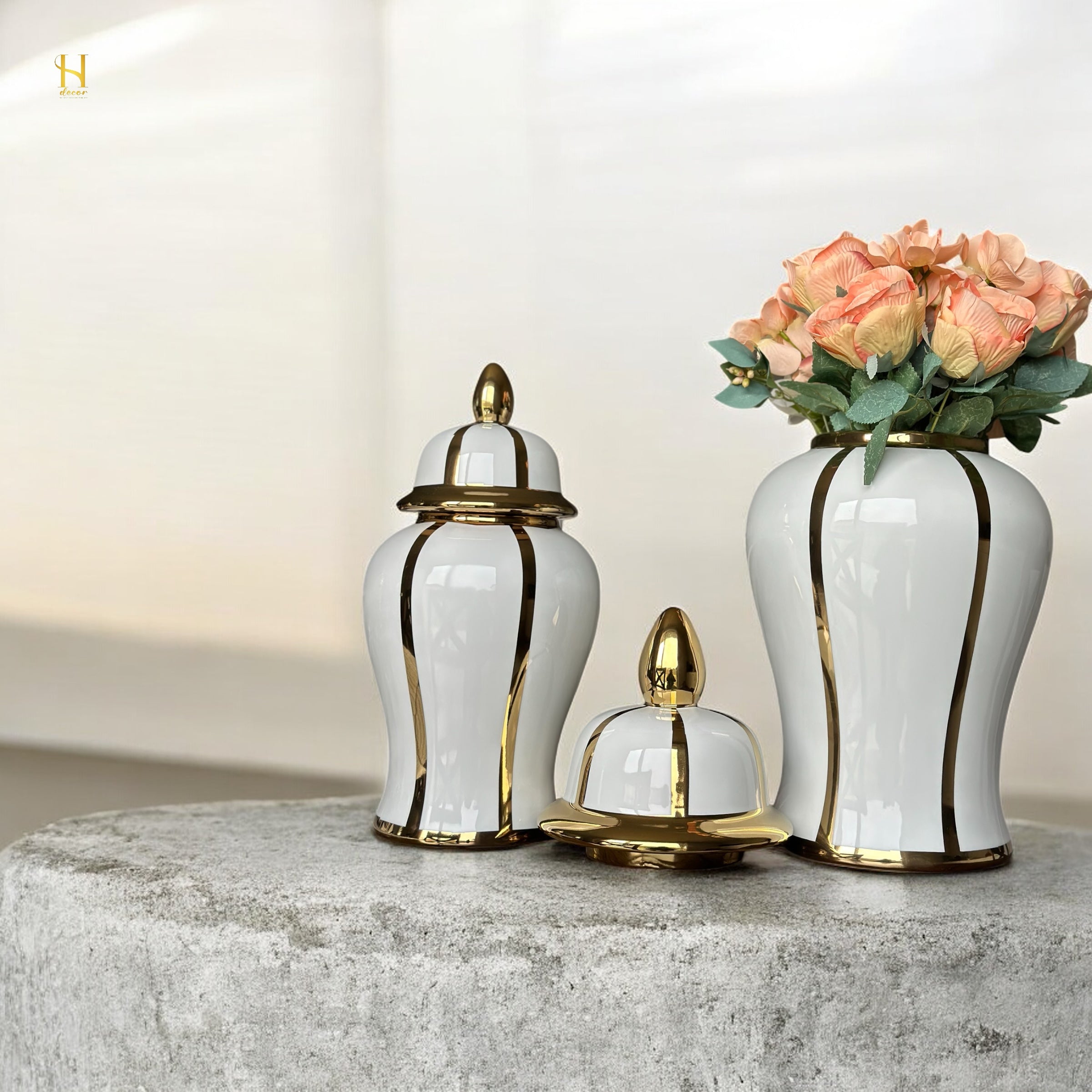 White and Gold Ginger Jar