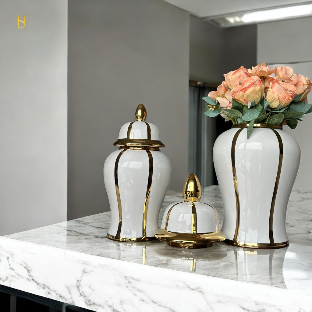 White and Gold Ginger Jar