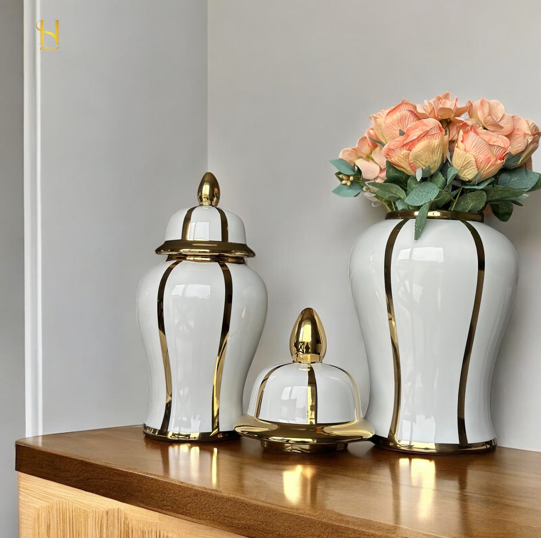 White and Gold Ginger Jar