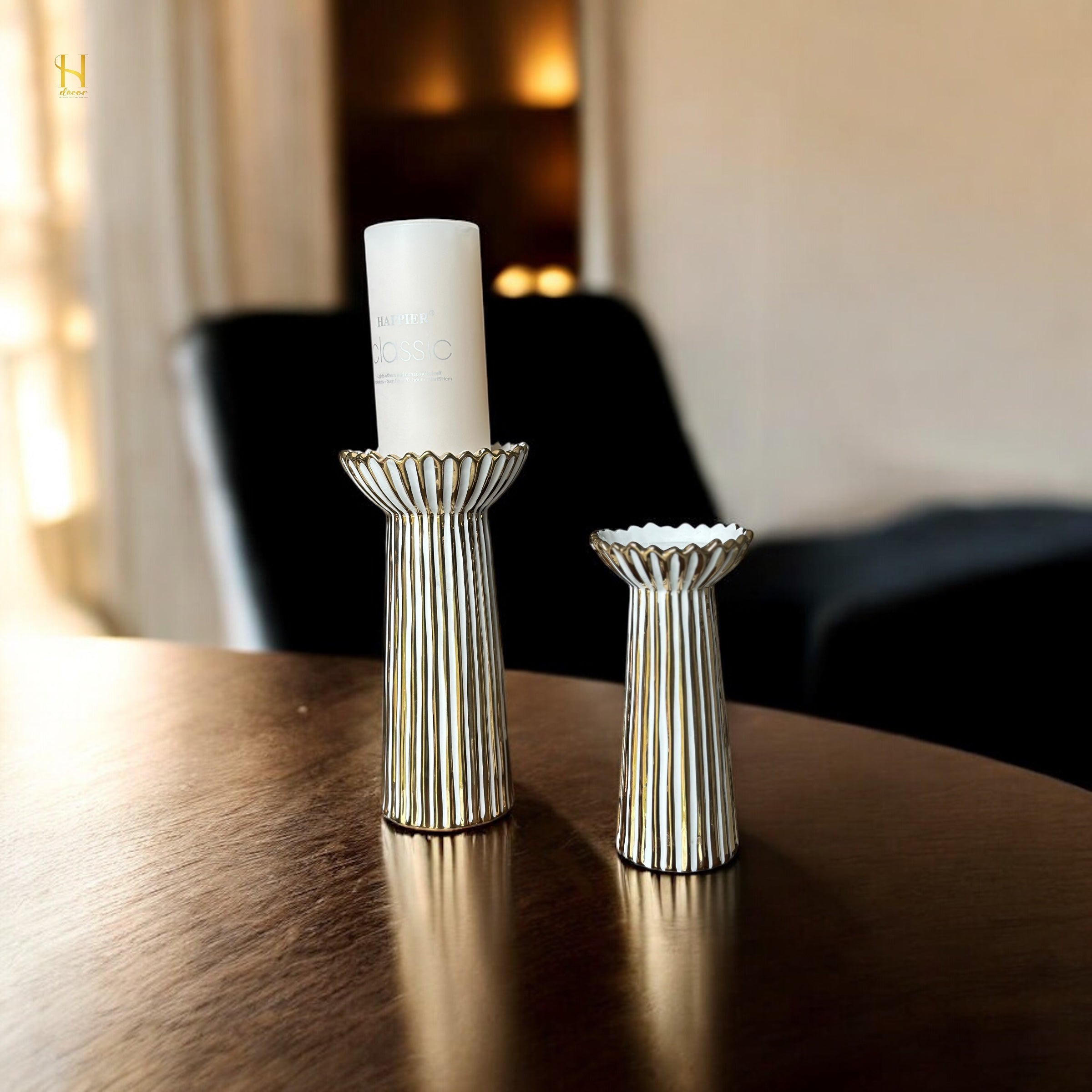 White and Gold Candles stand