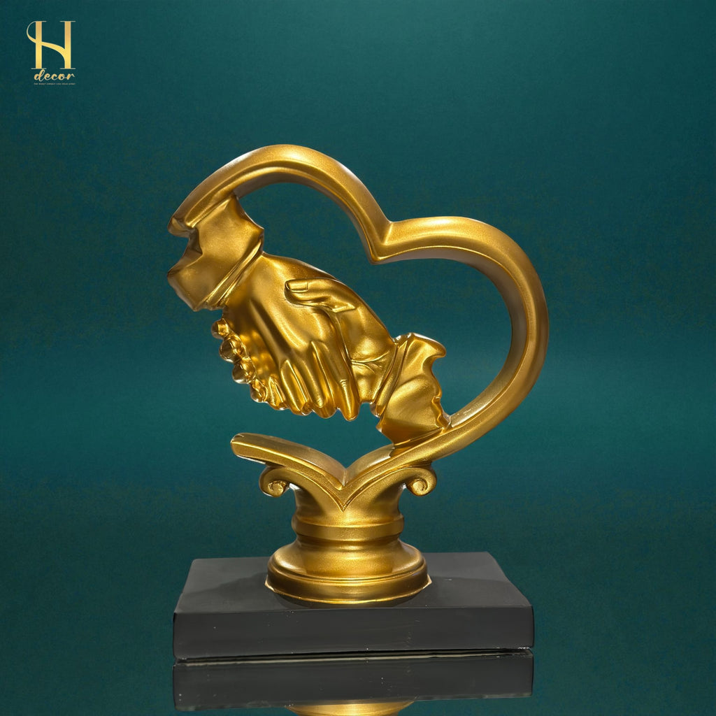 Golden Hand Shake in Heart