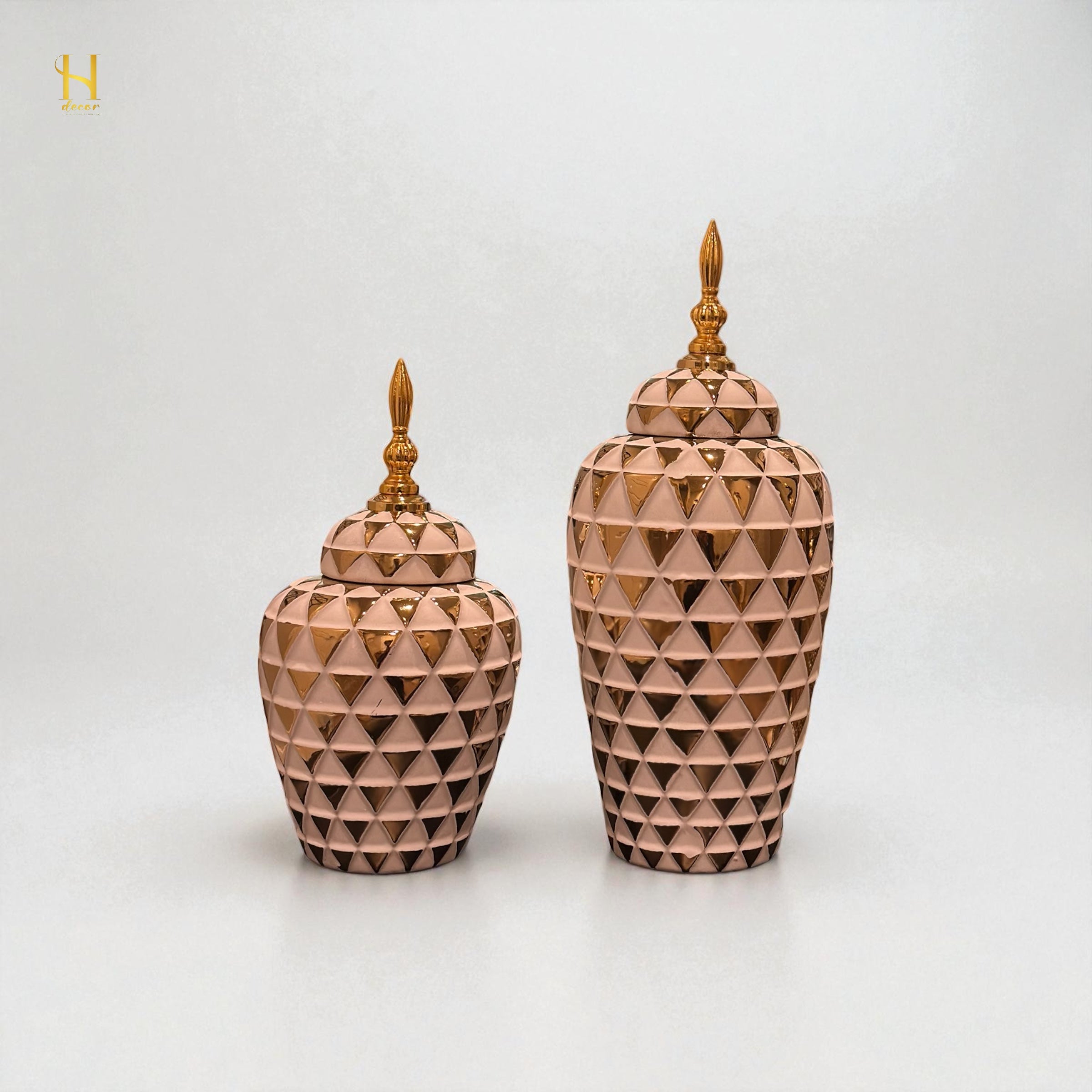 White Triangle Gold Ginger Jar