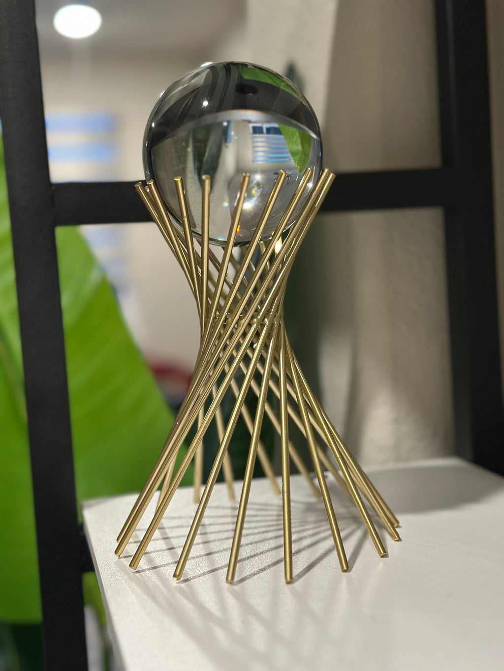 Crystal Ball with Gold Iron Stand