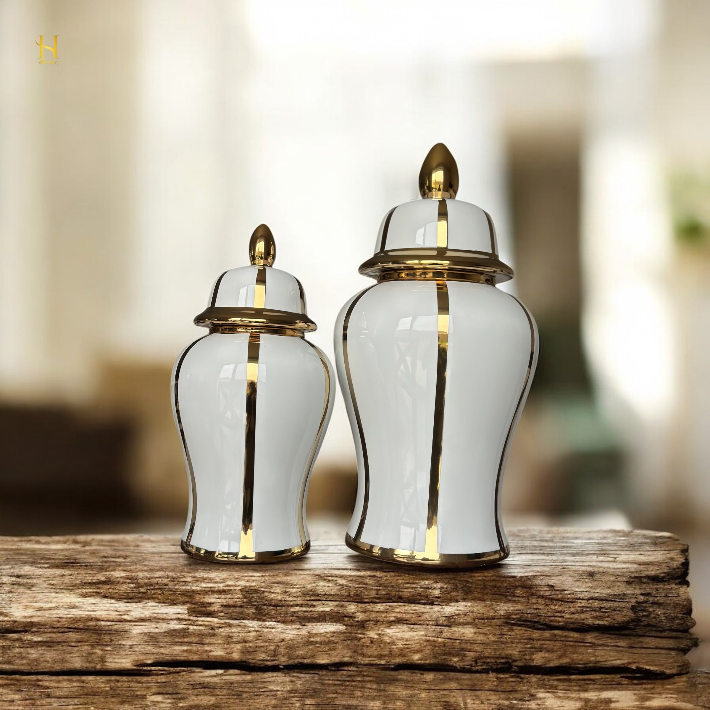 White and Gold Ginger Jar