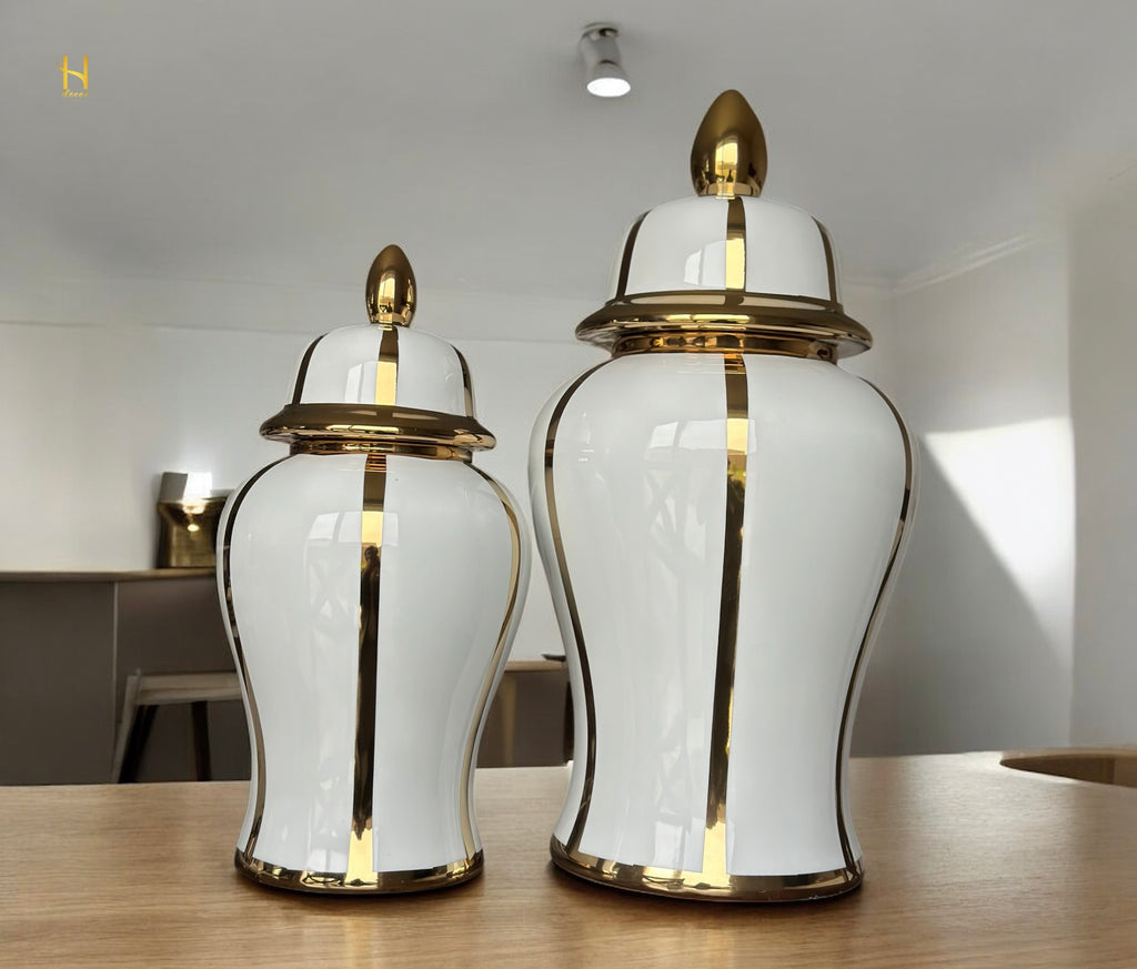 White and Gold Ginger Jar