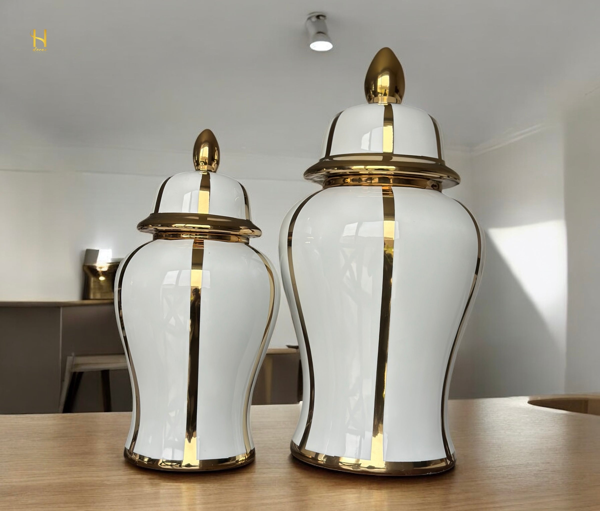 White and Gold Ginger Jar