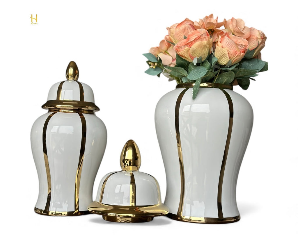 White and Gold Ginger Jar