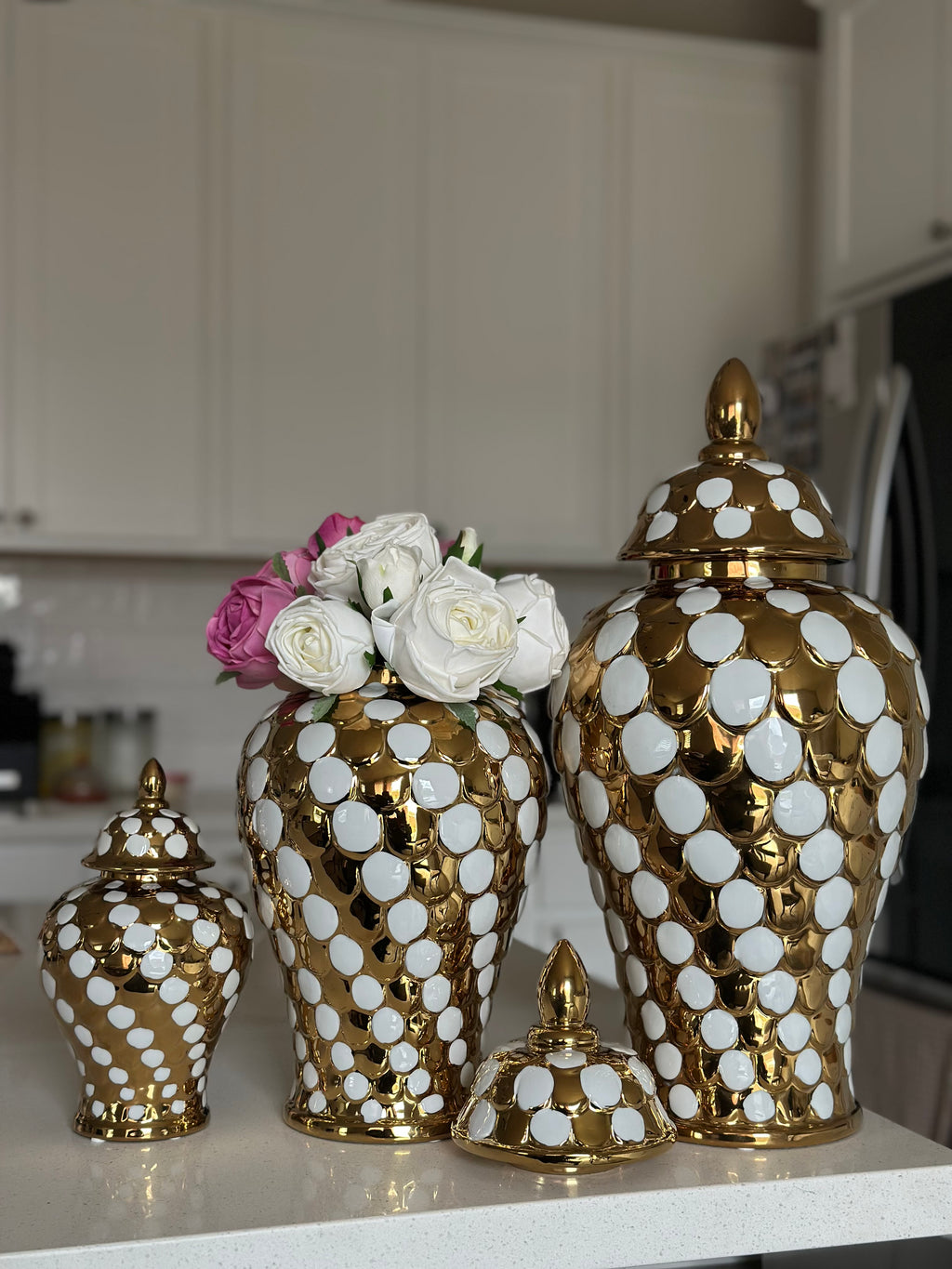 Polka Dots Ginger Jar - Premium Home Decor