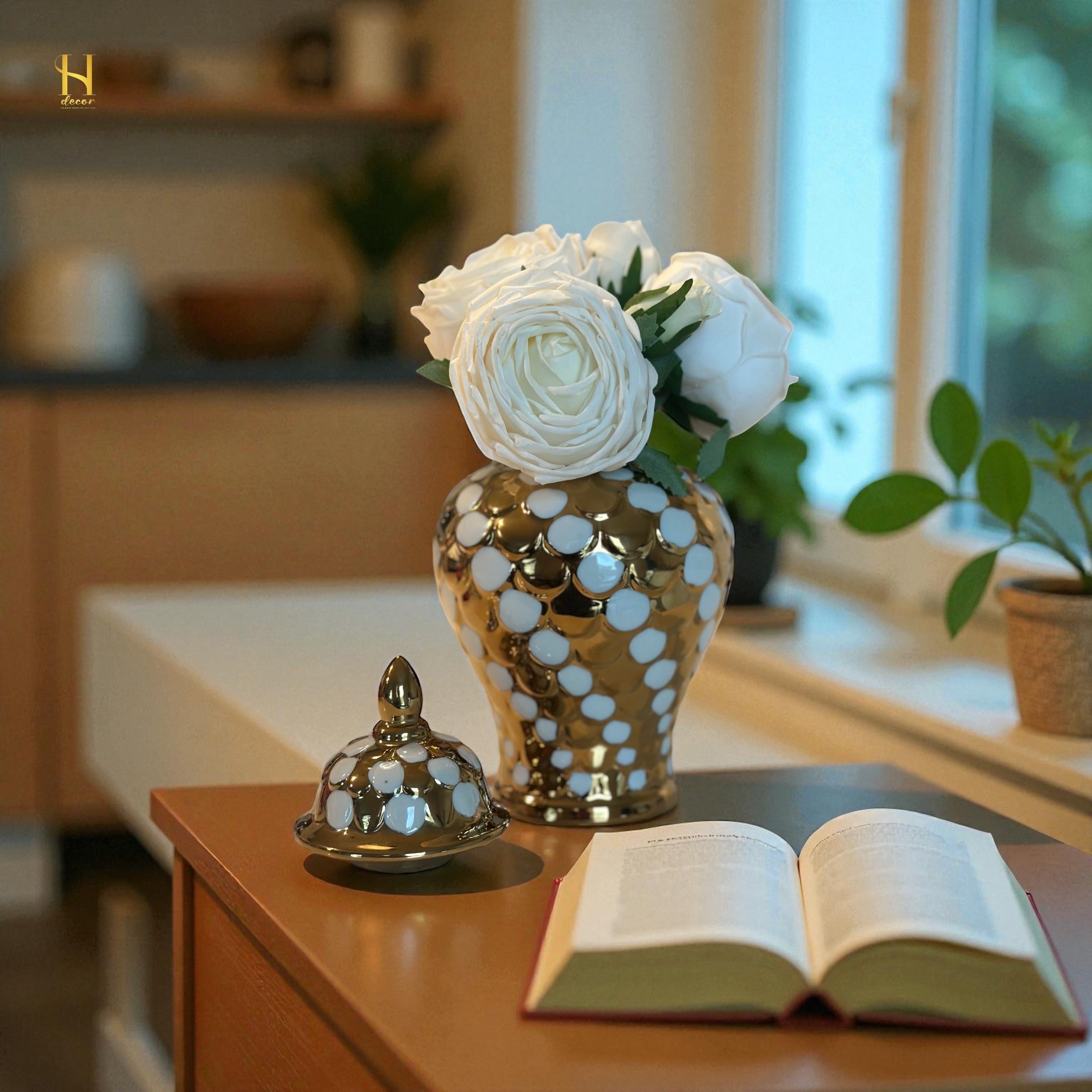 Polka Dots Ginger Jar - Premium Home Decor