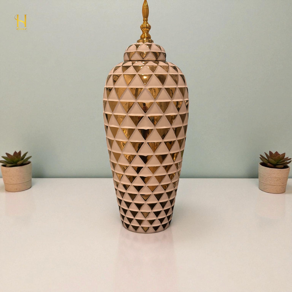 White Triangle Gold Ginger Jar