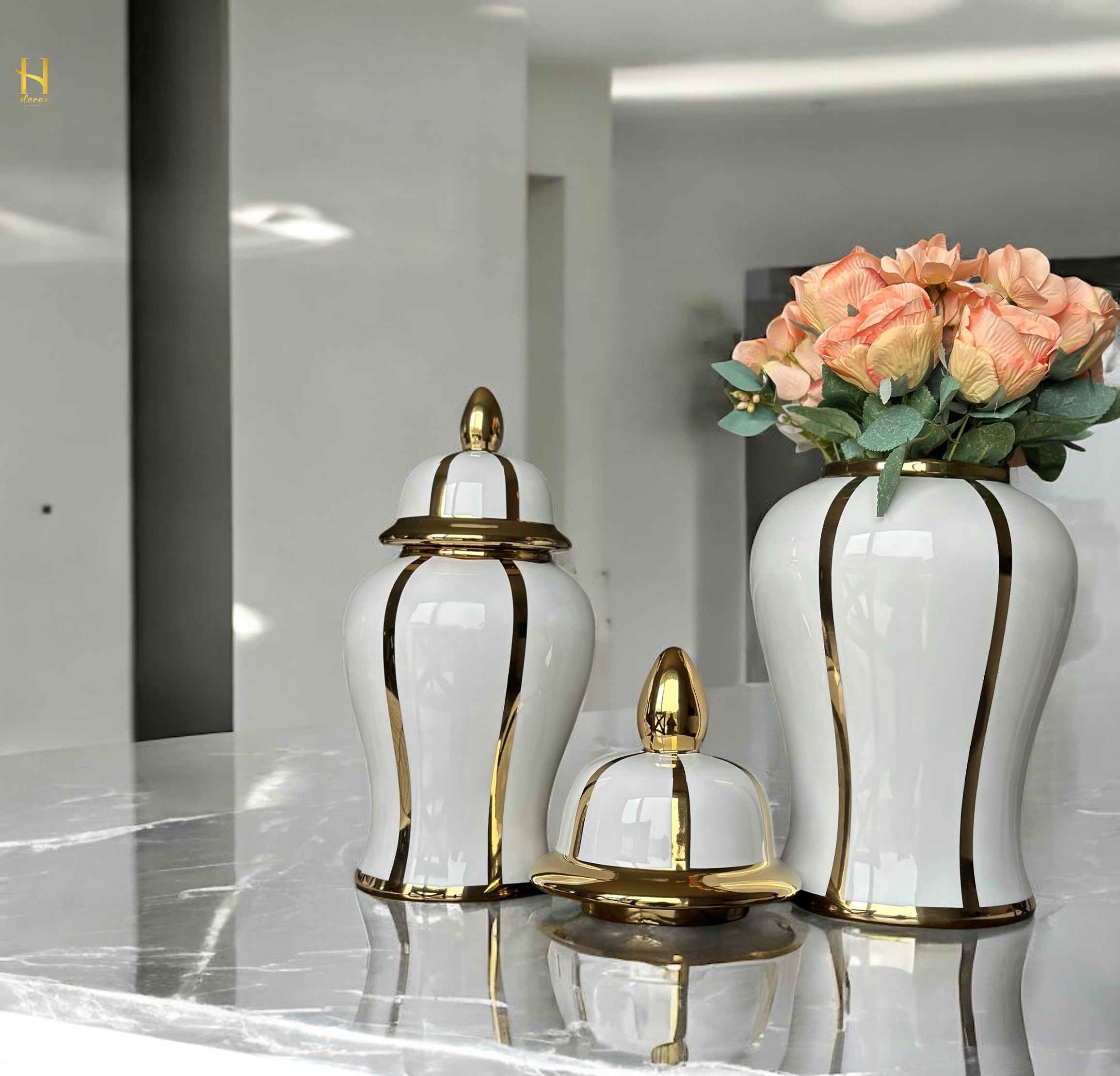 White and Gold Ginger Jar