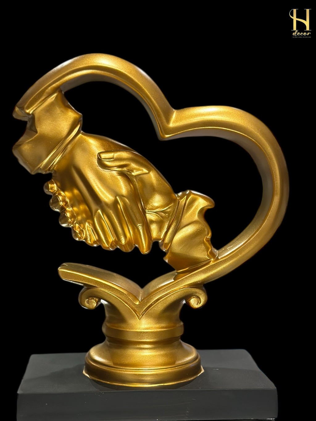 Golden Hand Shake in Heart