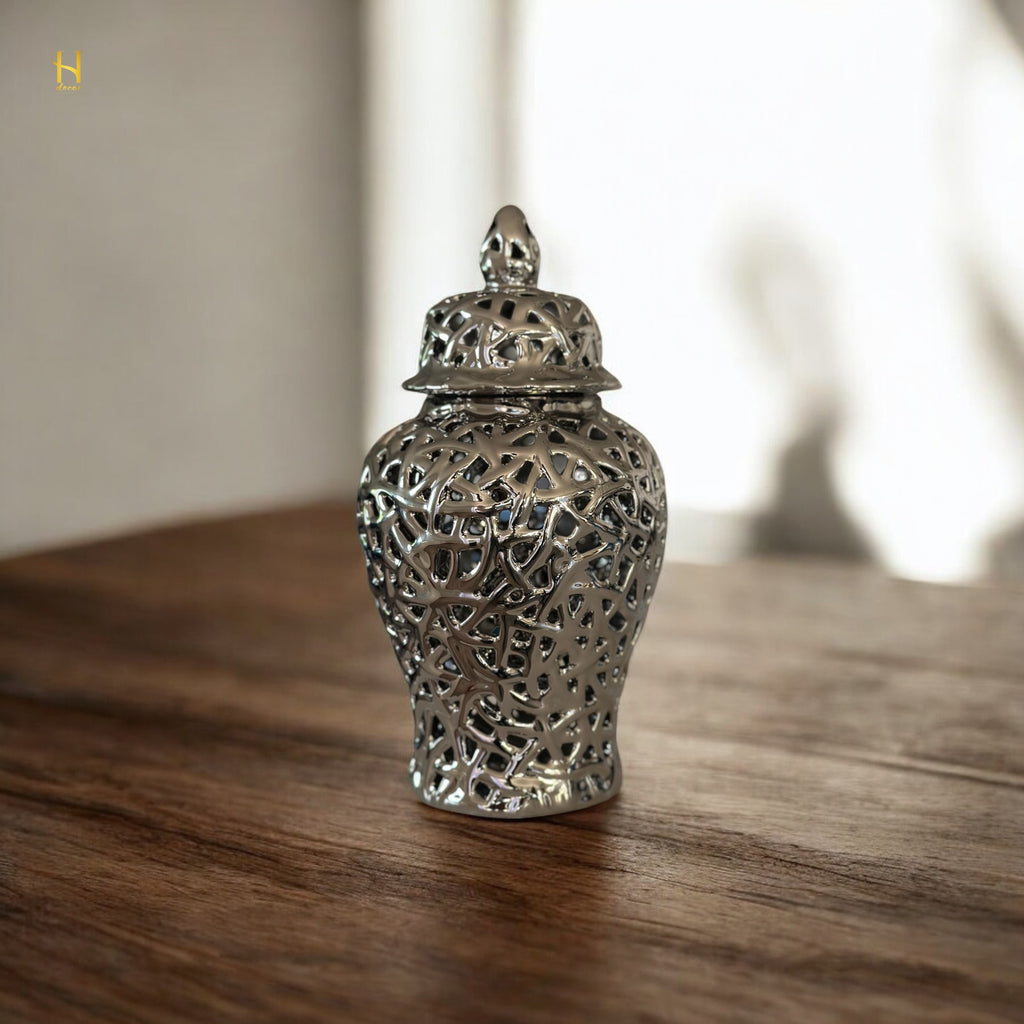 Pair of Silver Ginger Jar - Premium Home Decor