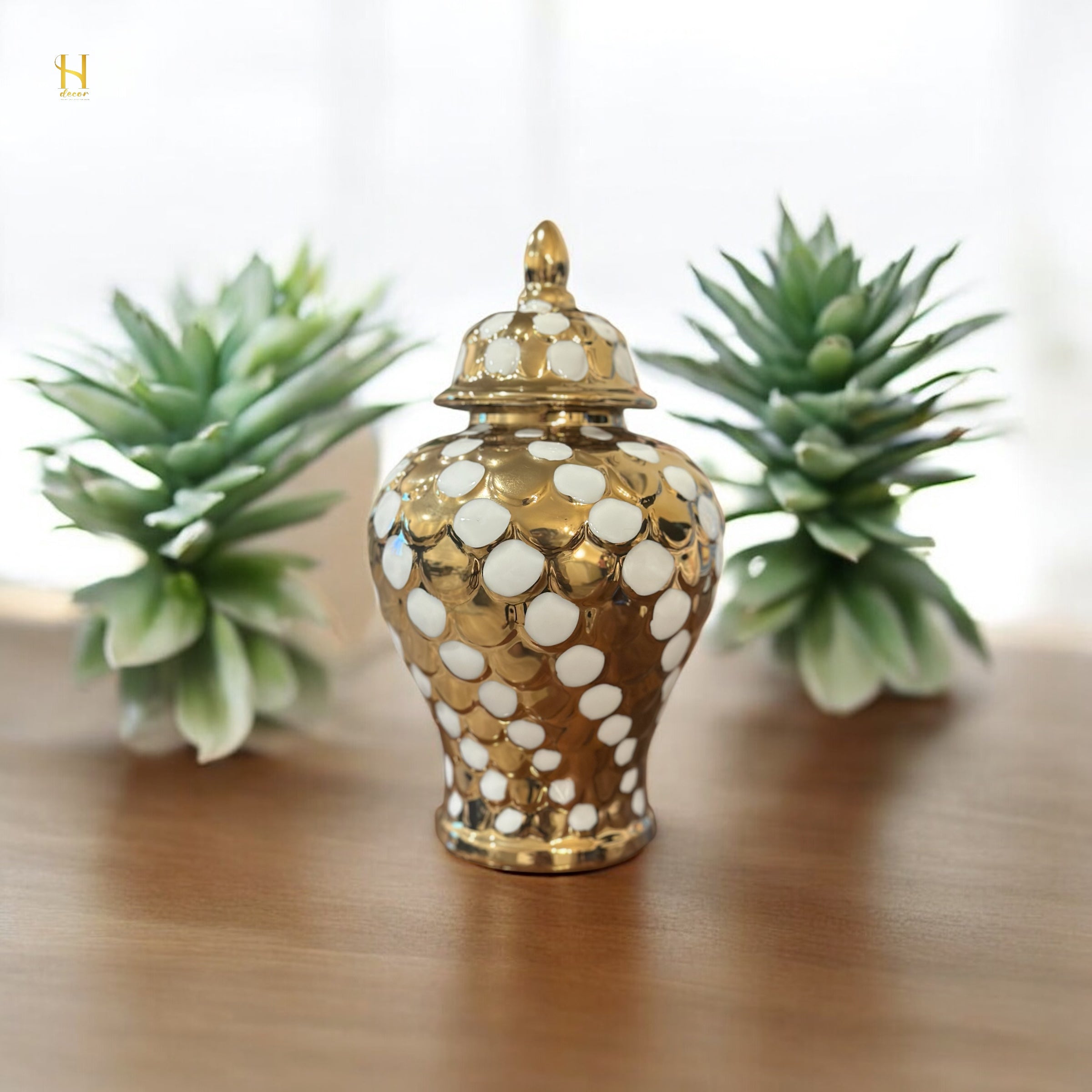 Polka Dots Ginger Jar - Premium Home Decor
