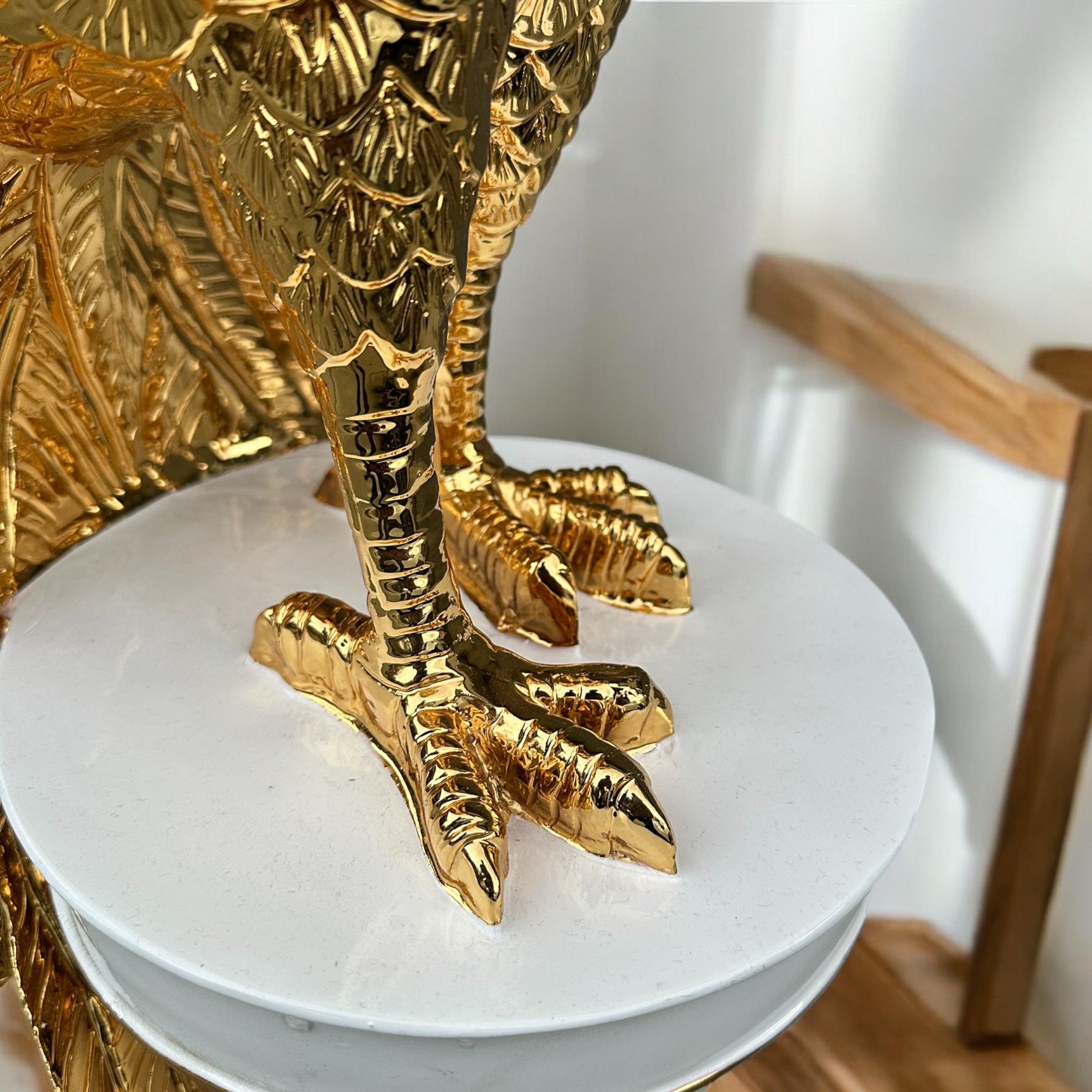 46" White and Gold Peacock Statue - Large Decorative Resin Sculpture for Home Decor | Premium Art Piece